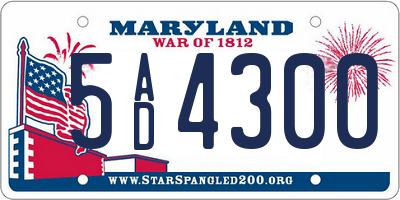 MD license plate 5AD4300