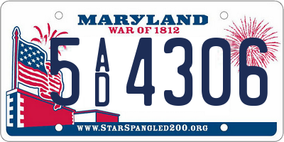 MD license plate 5AD4306