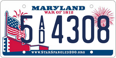 MD license plate 5AD4308