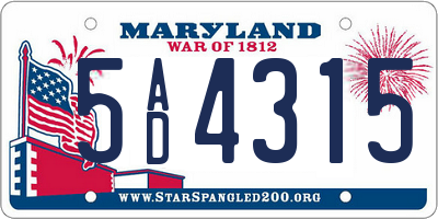 MD license plate 5AD4315