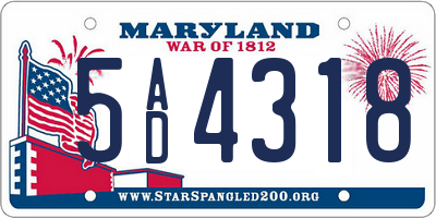MD license plate 5AD4318