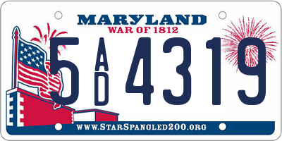 MD license plate 5AD4319