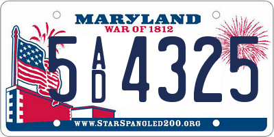 MD license plate 5AD4325