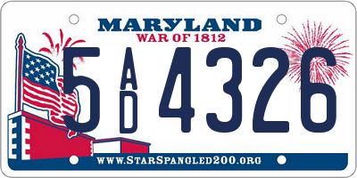 MD license plate 5AD4326