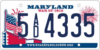 MD license plate 5AD4335