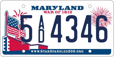 MD license plate 5AD4346