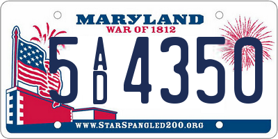 MD license plate 5AD4350