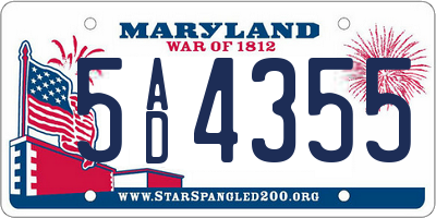 MD license plate 5AD4355
