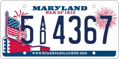 MD license plate 5AD4367