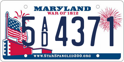 MD license plate 5AD4371