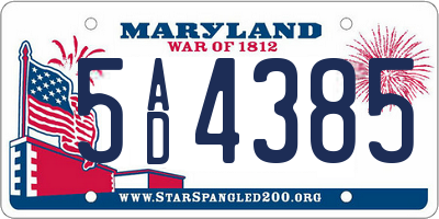 MD license plate 5AD4385