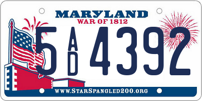 MD license plate 5AD4392