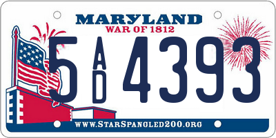 MD license plate 5AD4393