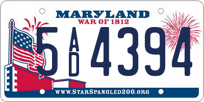 MD license plate 5AD4394
