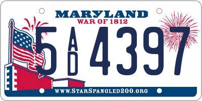 MD license plate 5AD4397