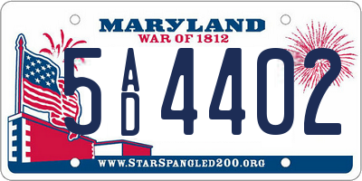 MD license plate 5AD4402