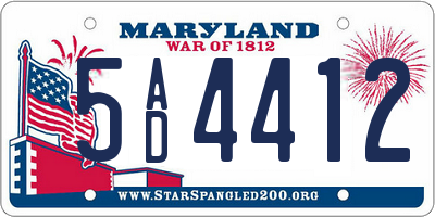 MD license plate 5AD4412