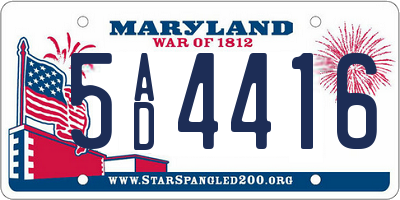 MD license plate 5AD4416