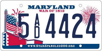MD license plate 5AD4424