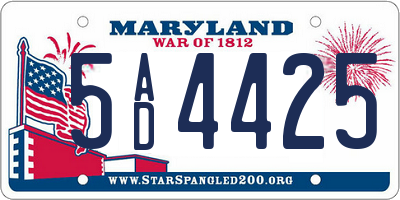 MD license plate 5AD4425