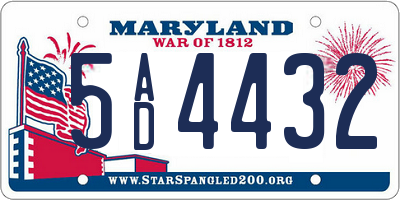 MD license plate 5AD4432