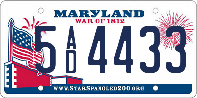 MD license plate 5AD4433