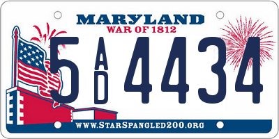 MD license plate 5AD4434
