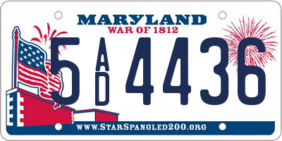 MD license plate 5AD4436