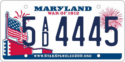 MD license plate 5AD4445