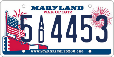 MD license plate 5AD4453