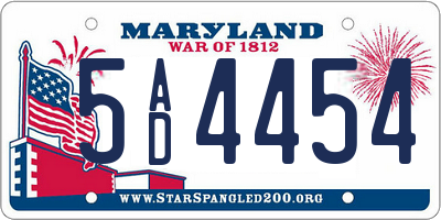 MD license plate 5AD4454