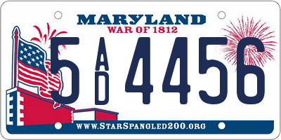 MD license plate 5AD4456