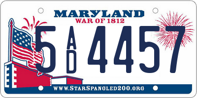 MD license plate 5AD4457