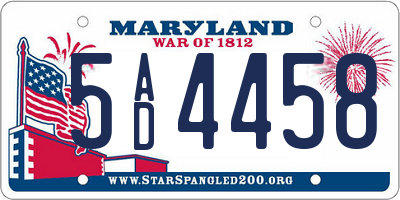 MD license plate 5AD4458