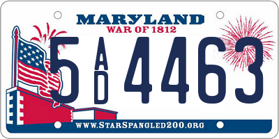 MD license plate 5AD4463