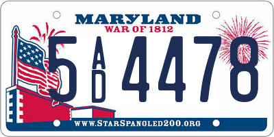 MD license plate 5AD4478