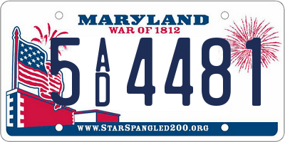 MD license plate 5AD4481