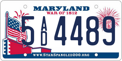MD license plate 5AD4489
