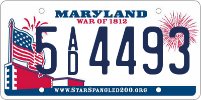 MD license plate 5AD4493