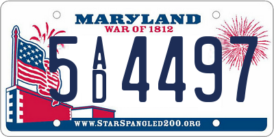 MD license plate 5AD4497