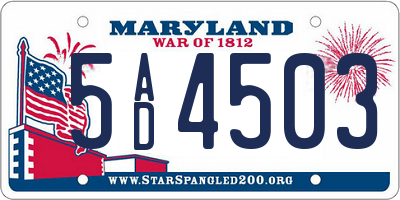 MD license plate 5AD4503