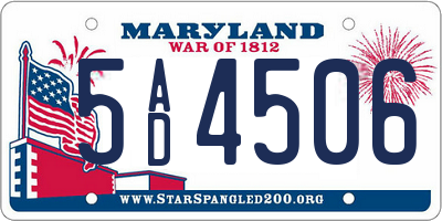 MD license plate 5AD4506