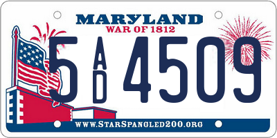 MD license plate 5AD4509