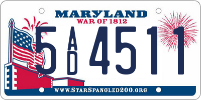 MD license plate 5AD4511