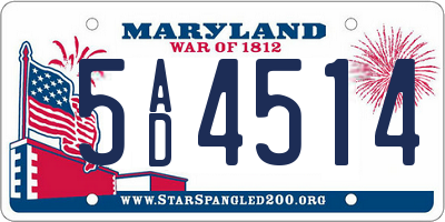 MD license plate 5AD4514