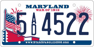 MD license plate 5AD4522
