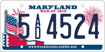 MD license plate 5AD4524