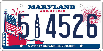 MD license plate 5AD4526