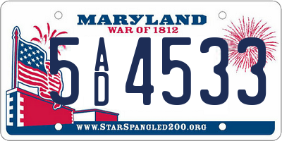 MD license plate 5AD4533