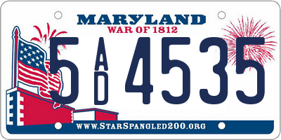MD license plate 5AD4535
